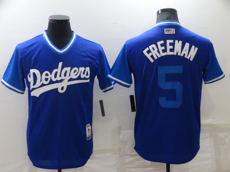 Men's Los Angeles Dodgers #5 Freddie Freeman Royal Stitched Baseball Jersey